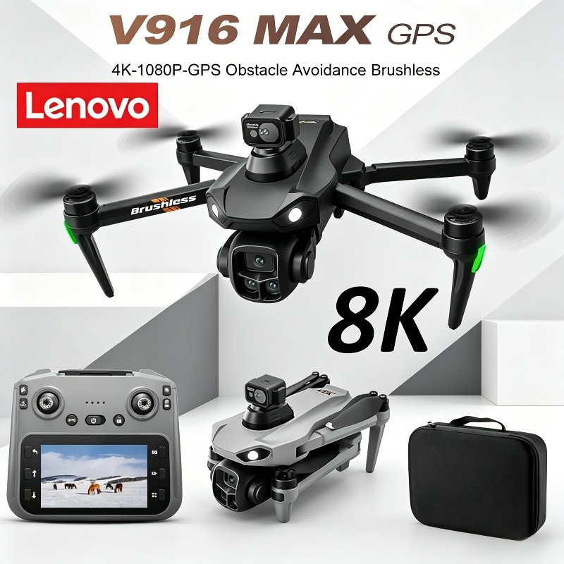 Fpv Brushless Rc Drone 4K - Lenovo V916MAX Profesyonel 8K Drone HD
