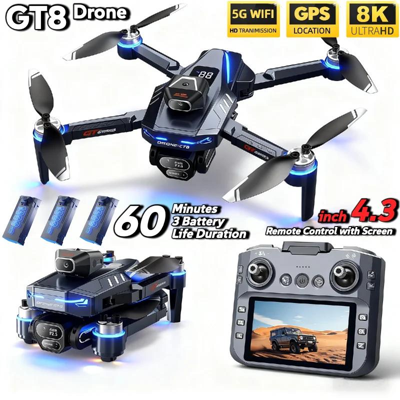 Fpv Brushless Rc Drone 4K - LSRC GT8 Drone 4K Profesyonel Çift